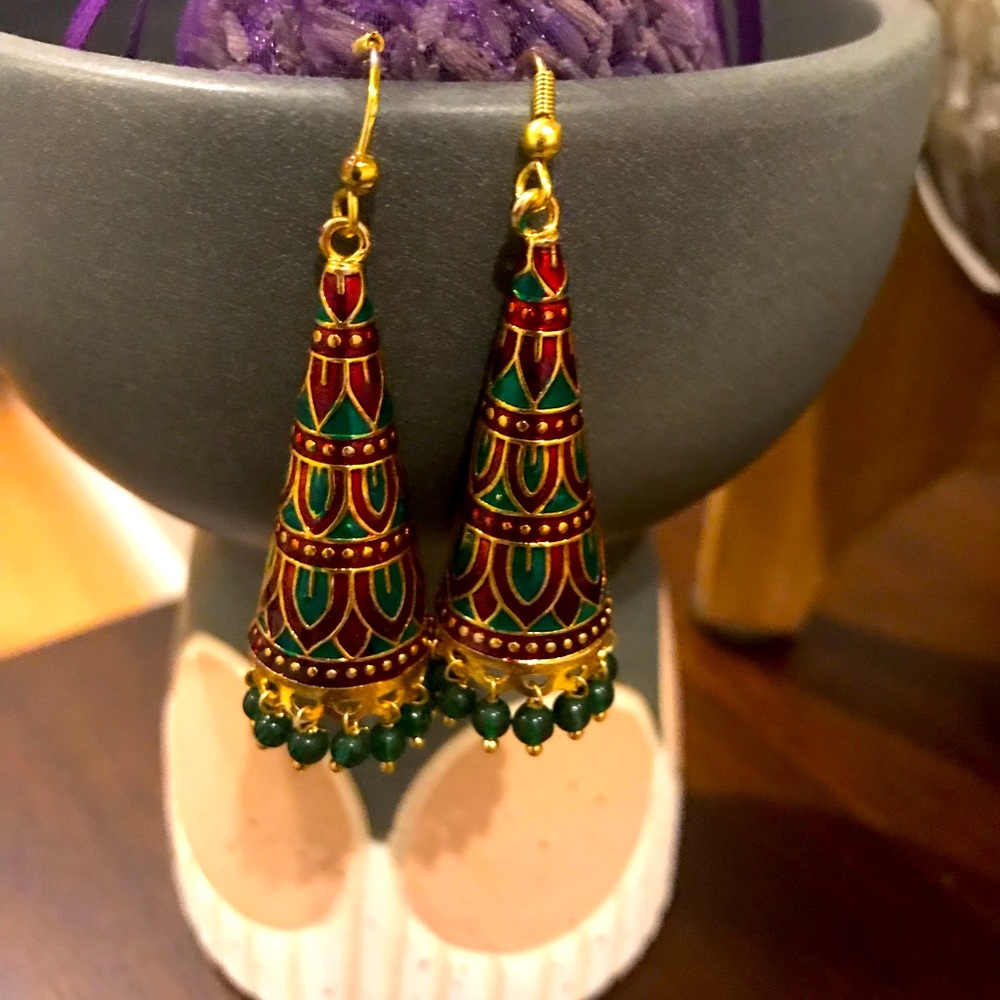 Indian / Jaipur inspired earrings - enamel glaze
